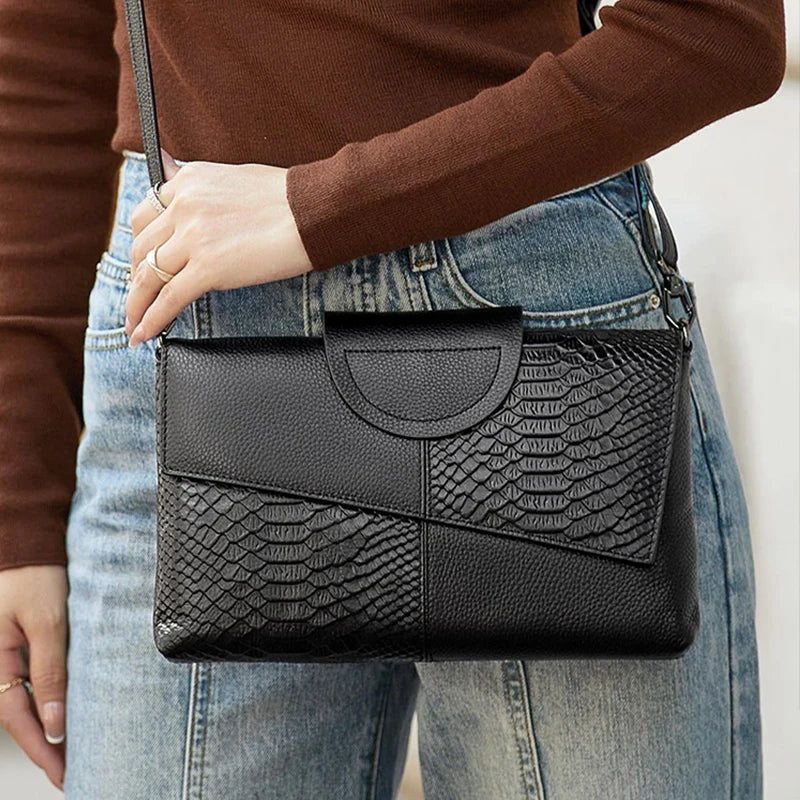 Sac à main femme chic en simili cuir – motif crocodile élégant