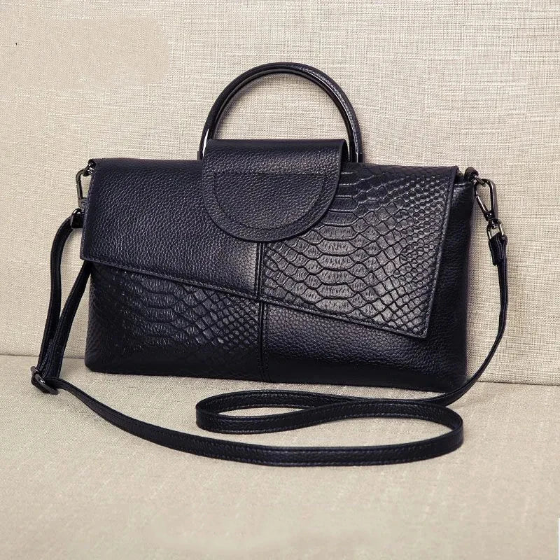 Sac à main femme chic en simili cuir – motif crocodile élégant