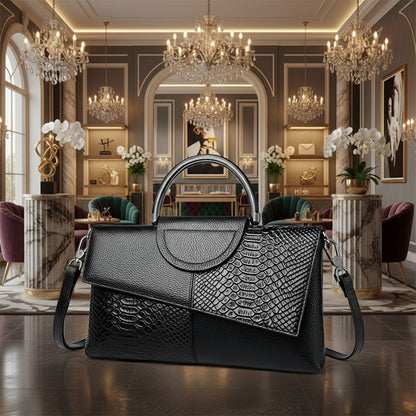 Sac à main femme chic en simili cuir – motif crocodile élégant