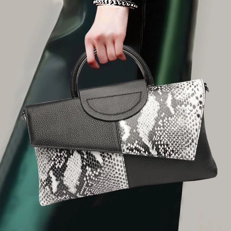 Sac à main femme chic en simili cuir – motif crocodile élégant
