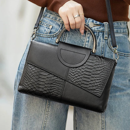 Sac à main femme chic en simili cuir – motif crocodile élégant
