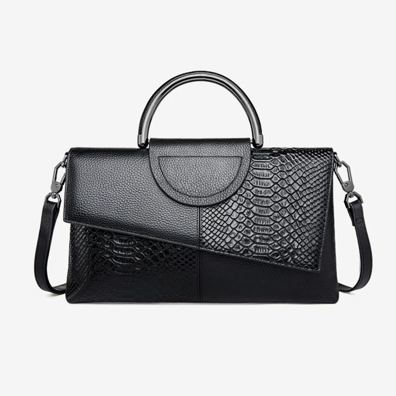 Sac à main femme chic en simili cuir – motif crocodile élégant