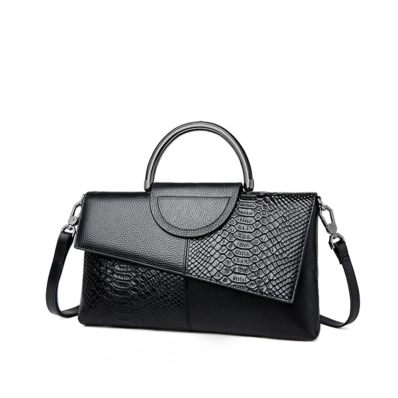 Sac à main femme chic en simili cuir – motif crocodile élégant