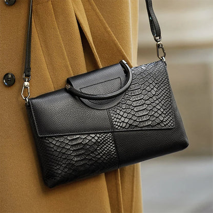 Sac à main femme chic en simili cuir – motif crocodile élégant